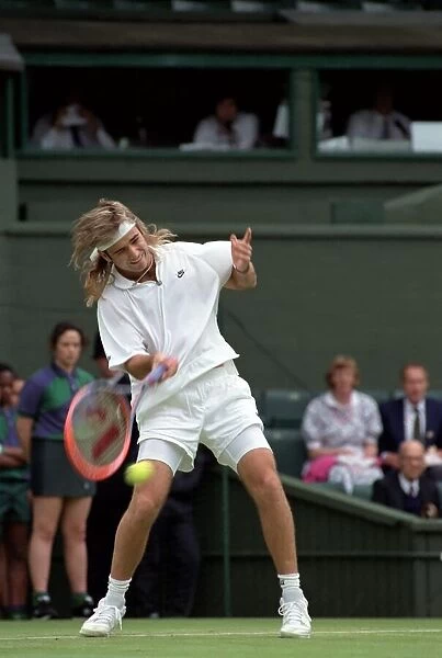 Wimbledon Tennis Championships. Andre Agassi in action. June 1991 91-4117-089