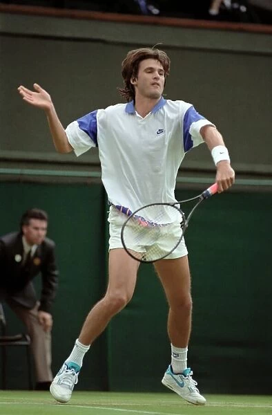 Wimbledon Tennis Championships. Andre Agassi in action. June 1991 91-4117-075