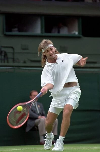 Wimbledon Tennis Championships. Andre Agassi in action. June 1991 91-4117-083