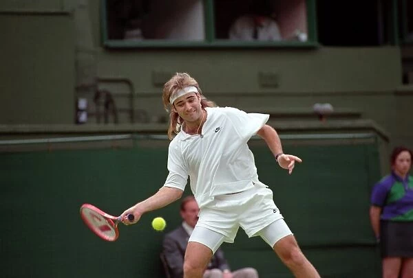 Wimbledon Tennis Championships. Andre Agassi in action. June 1991 91-4117-078