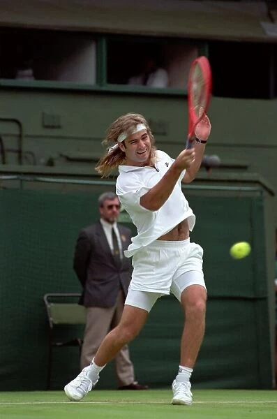 Wimbledon Tennis Championships. Andre Agassi in action. June 1991 91-4117-091