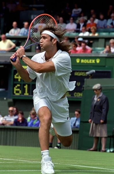 Wimbledon Tennis Championships. Andre Agassi in action. June 1991 91-4117-067