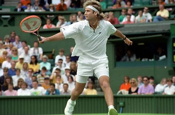Wimbledon Tennis Championships. Andre Agassi in action. June 1991 91-4117-062