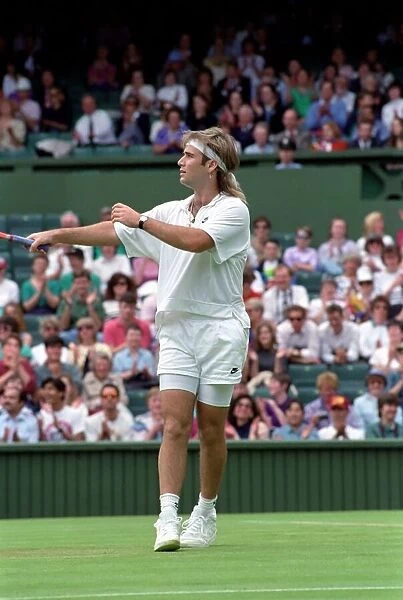 Wimbledon Tennis Championships. Andre Agassi in action. June 1991 91-4117-057