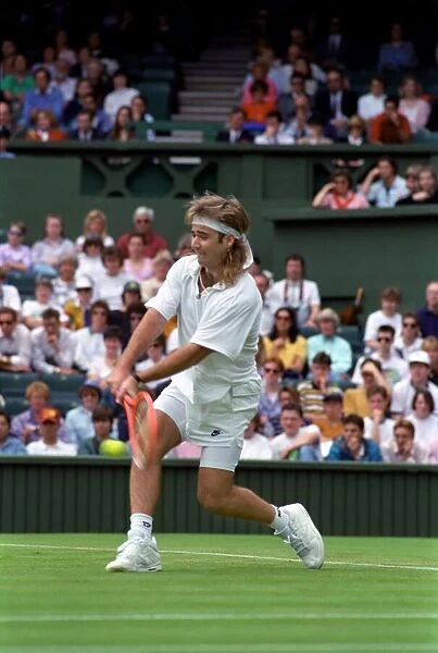 Wimbledon Tennis Championships. Andre Agassi in action. June 1991 91-4117-058