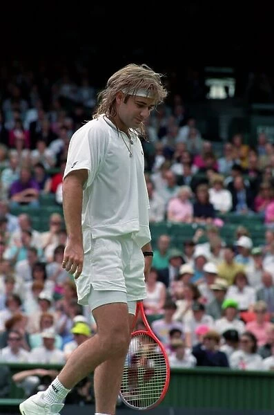 Wimbledon Tennis Championships. Andre Agassi in action. June 1991 91-4117-055