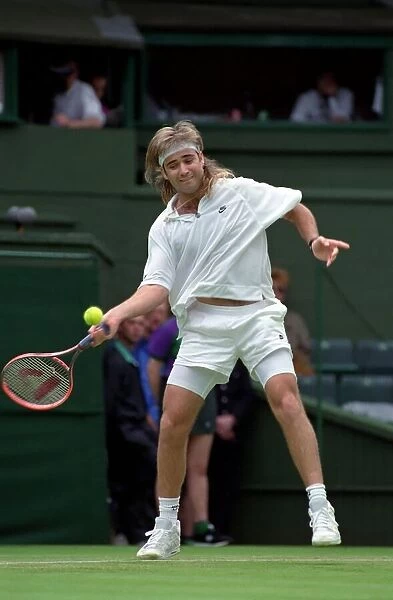 Wimbledon Tennis Championships. Andre Agassi in action. June 1991 91-4117-049