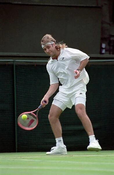 Wimbledon Tennis Championships. Andre Agassi in action. June 1991 91-4117-045
