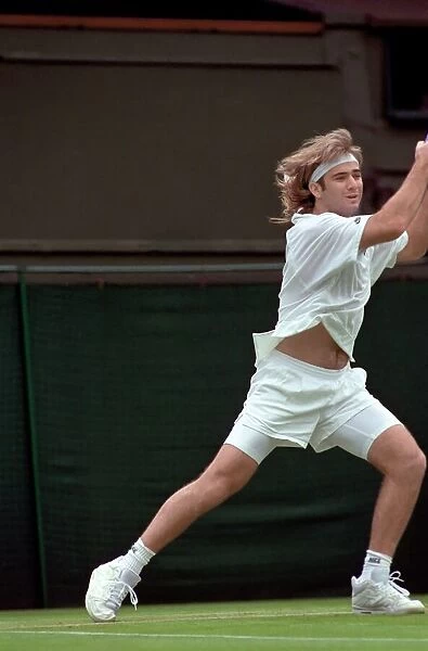 Wimbledon Tennis Championships. Andre Agassi in action. June 1991 91-4117-044