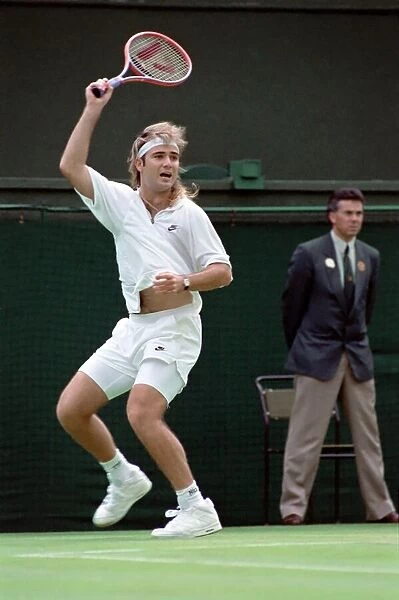 Wimbledon Tennis Championships. Andre Agassi in action. June 1991 91-4117-040