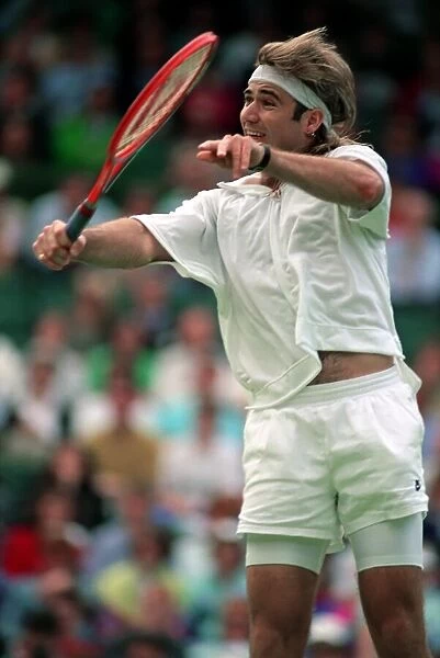 Wimbledon Tennis Championships. Andre Agassi in action. June 1991 91-4117-031