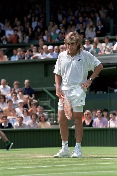 Wimbledon Tennis Championships. Andre Agassi in action. June 1991 91-4117-051