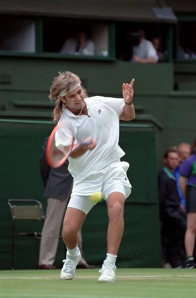 Wimbledon Tennis Championships. Andre Agassi in action. June 1991 91-4117-048