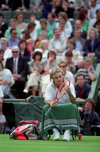 Wimbledon Tennis Championships. Andre Agassi in action. June 1991 91-4117-035