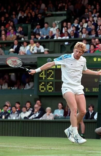 Wimbledon Tennis Championships. Boris Becker in action. June 1991 91-4117-216