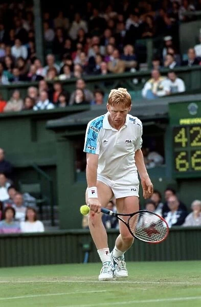 Wimbledon Tennis Championships. Boris Becker in action. June 1991 91-4117-211