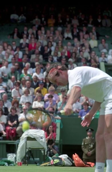 Wimbledon Tennis. A distraught John McEnroe losing to Stefan Edberg