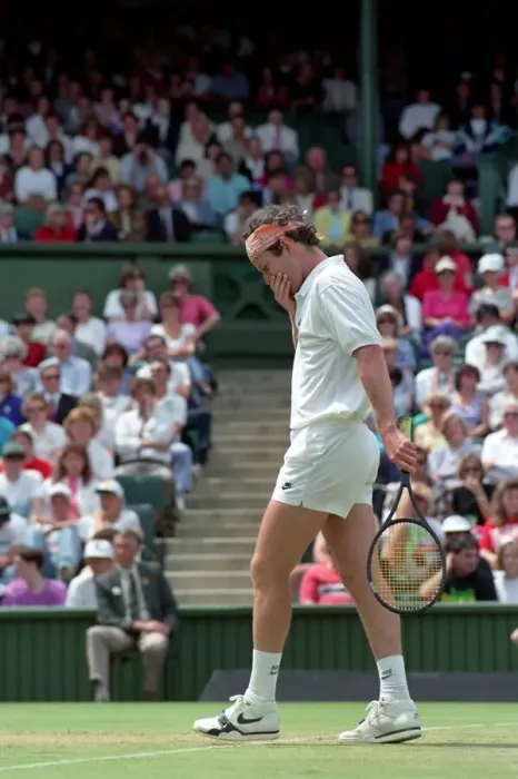 Framed Print : Wimbledon Tennis. A distraught John McEnroe losing to Stefan Edberg Framed Print : Wimbledon Tennis. A distraught John McEnroe losing to Stefan Edberg