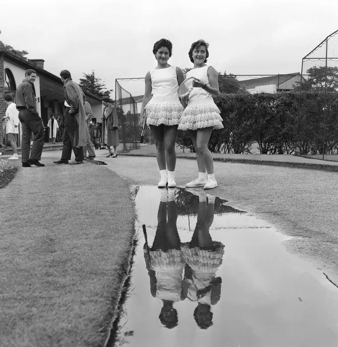 Framed Print : Wimbledon Tennis fashions at the Hurlingham Club Yola Ramirez and Roza Maria Reyes