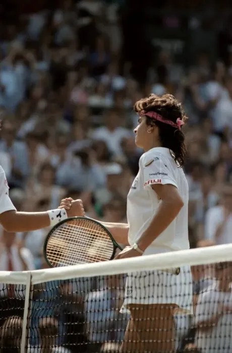 Framed Print : Wimbledon Tennis. Gabriella Sabatini v. Jennifer Capriati. July 1991 91-4261-025