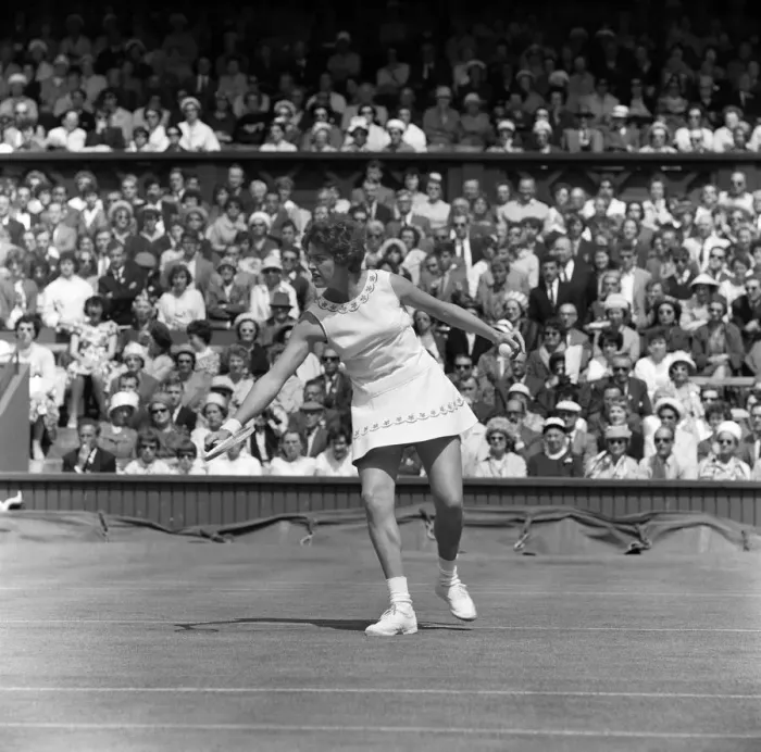 Framed Print : Wimbledon Tennis, Ladies day. Margaret Smith (pictured) playing against Billie Jean Framed Print : Wimbledon Tennis, Ladies day. Margaret Smith (pictured) playing against Billie Jean