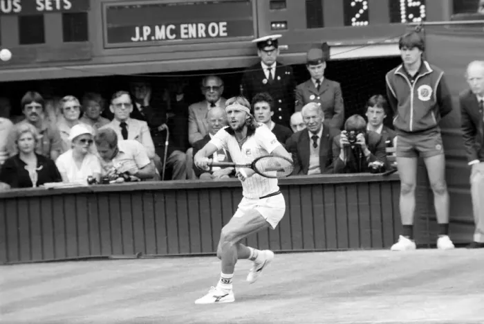 Framed Print : Wimbledon Tennis: Mens Finals 1981: John McEnroe v. Bjorn Borg