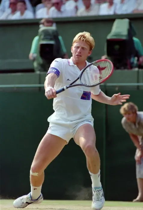 Framed Print : Wimbledon Tennis. Mens Semi Final. Boris Becker v. David Wheaton Framed Print : Wimbledon Tennis. Mens Semi Final. Boris Becker v. David Wheaton