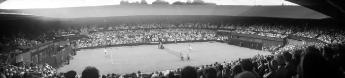 Framed Print : Wimbledon Tennis, panoramic views of a match in action. 26th June 1962 Framed Print : Wimbledon Tennis, panoramic views of a match in action. 26th June 1962