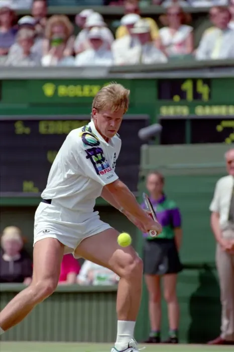 Framed Print : Wimbledon Tennis. Stefan Edberg v. Michael Stich. July 1991 91-4275-116