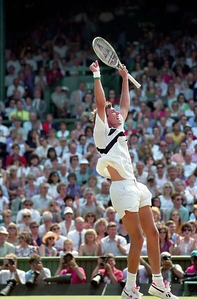 Wimbledon Tennis. Stefan Edberg v. Michael Stich. Stich Celebrates his win