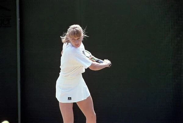 Wimbledon Tennis. Steffi Graf Training. July 1991 91-4291-002