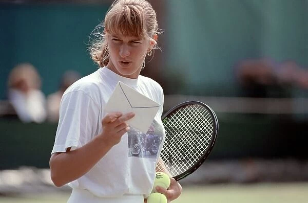 Wimbledon Tennis. Steffi Graf Training. July 1991 91-4291-009