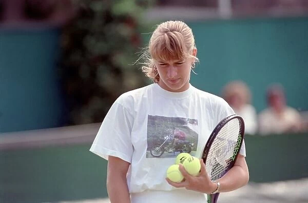 Wimbledon Tennis. Steffi Graf Training. July 1991 91-4291-014