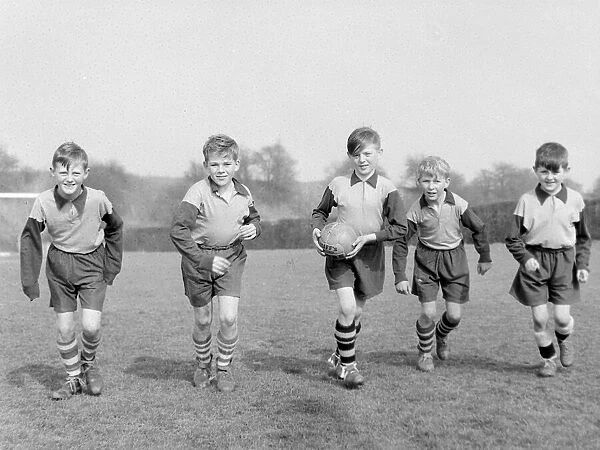 Wincheap schoolboys champion football team seen here training. March 1956