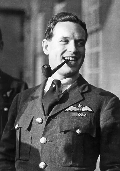 Wing Commander Guy Gibson photographed on returning from a heavy bomber raid on Berlin