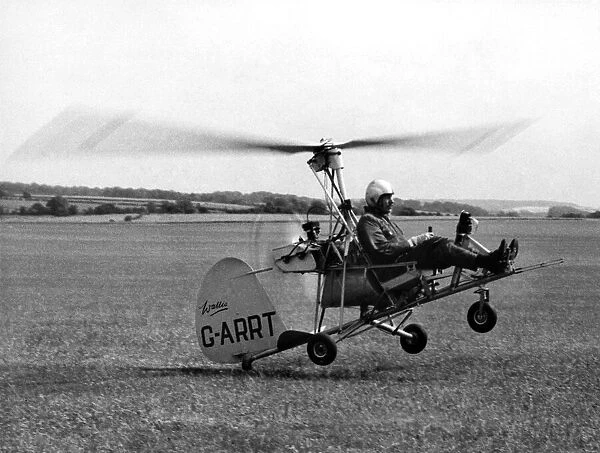 Wing commander Ken Wallis demonstrating his autogyro to the Army at the Air Corps centre