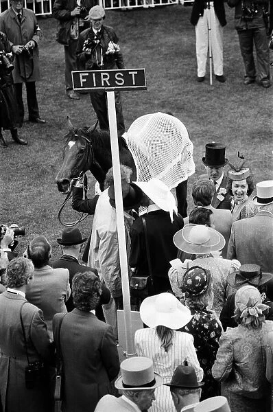 Winner of the Ascot Gold Cup, four year old Paean, ridden by Steve Cauthen
