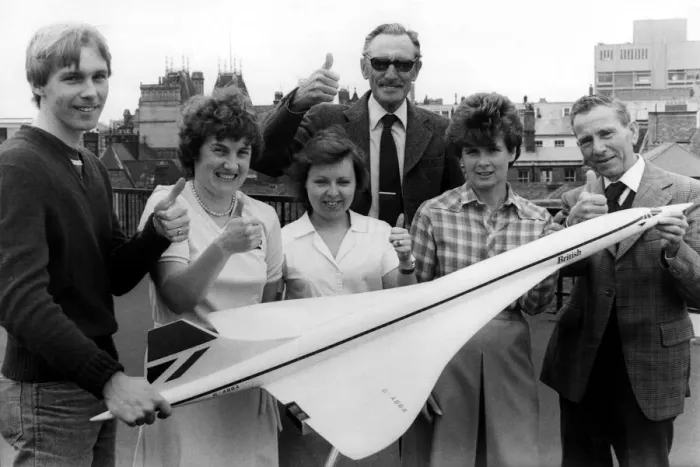Framed Print : Winners of the Evening Chronicle competition to win a flight on Concorde in August 1984 Framed Print : Winners of the Evening Chronicle competition to win a flight on Concorde in August 1984