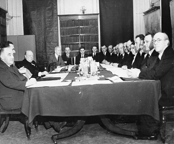 Winston Churchill (3rd from the left) meets Russian Trade Union delegates in Downing