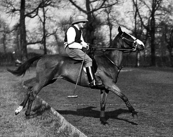 Winston Churchill in action playing polo. Circa 1925