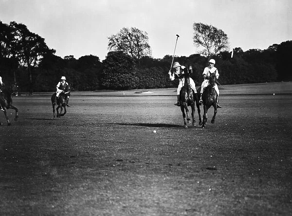 Winston Churchill in action during the Roehampton v Wanderers polo match