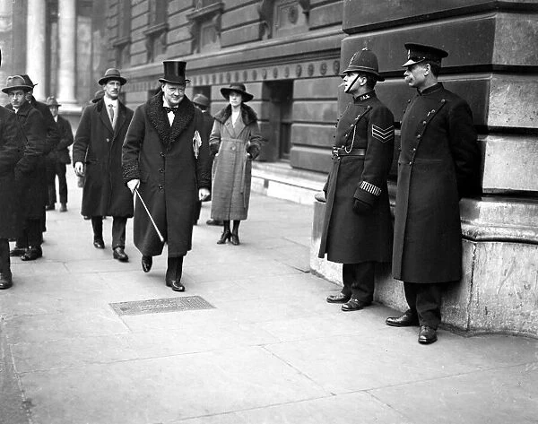 Winston Churchill arriving at Allied Conference, Downing Street, February 1921