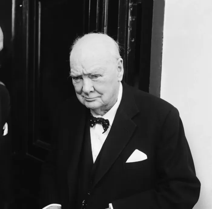 Framed Print : Winston Churchill attending the christening of Rupert Soames. 20th July 1959 Framed Print : Winston Churchill attending the christening of Rupert Soames. 20th July 1959