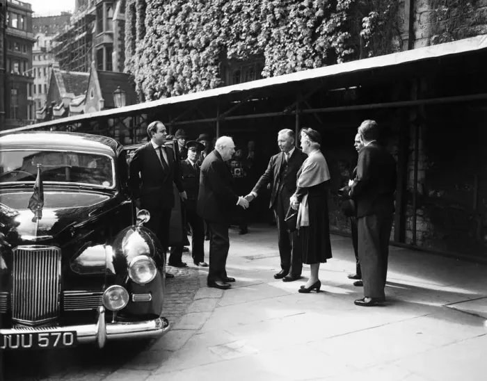 Framed Print : Winston Churchill attends a coronation rehearsal at Westminster Abbey