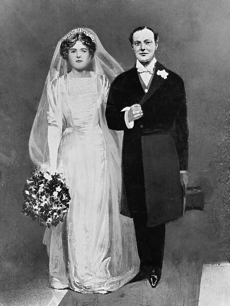 Winston Churchill and his bride, 1908