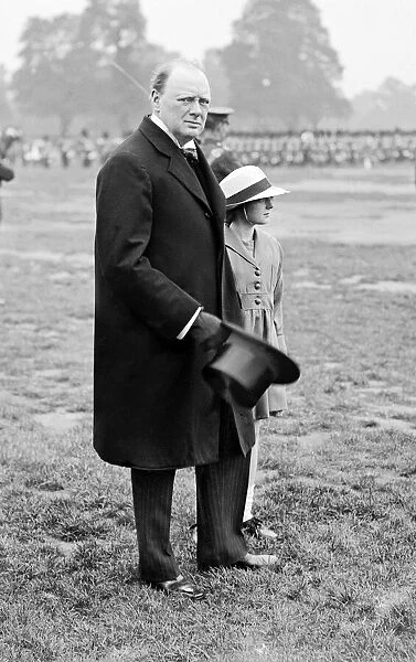 Winston Churchill British Prime Minister at trooping the colour in Hyde park. June 1920