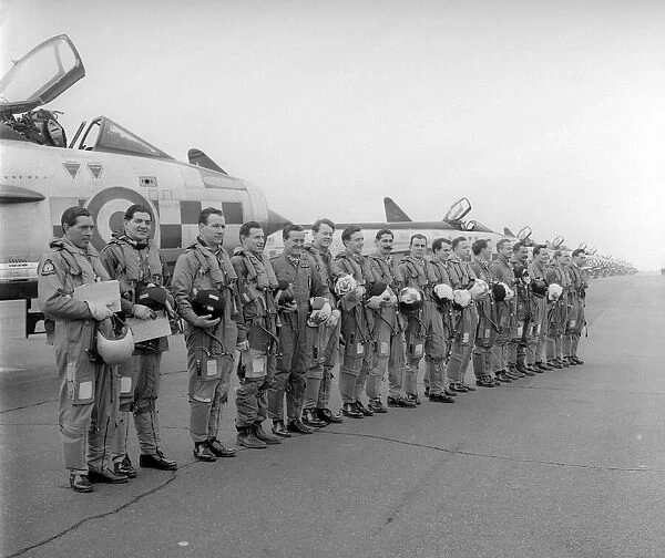 Winston Churchill Funeral RAF Flypast Pilots stand in front of their English Electric