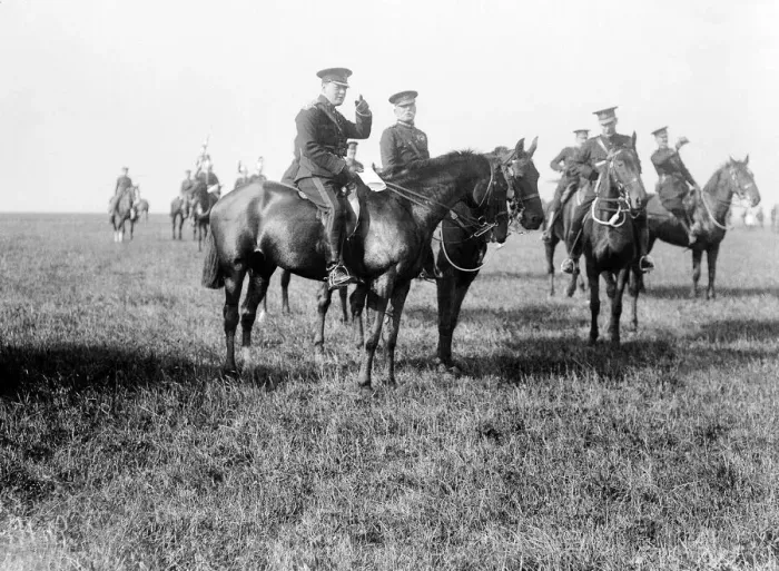 Framed Print : Winston Churchill and General Sir John French watching the manoeuvers on Salisbury Plain Framed Print : Winston Churchill and General Sir John French watching the manoeuvers on Salisbury Plain