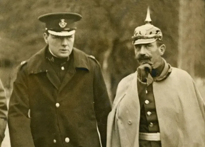 Framed Print : Winston Churchill with a German Officer. Circa 1909 Framed Print : Winston Churchill with a German Officer. Circa 1909