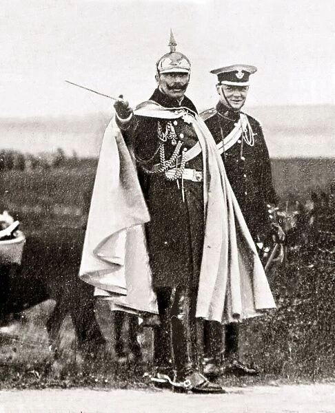 Winston Churchill with a German Officer during military manouevers in Germany